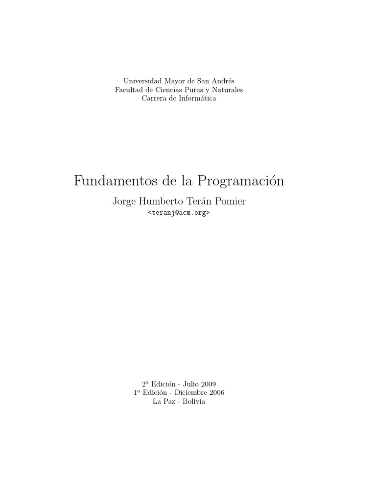 Fundamentos de La Programacion - JorgeTeranV - 2 | PDF | Algoritmos ...