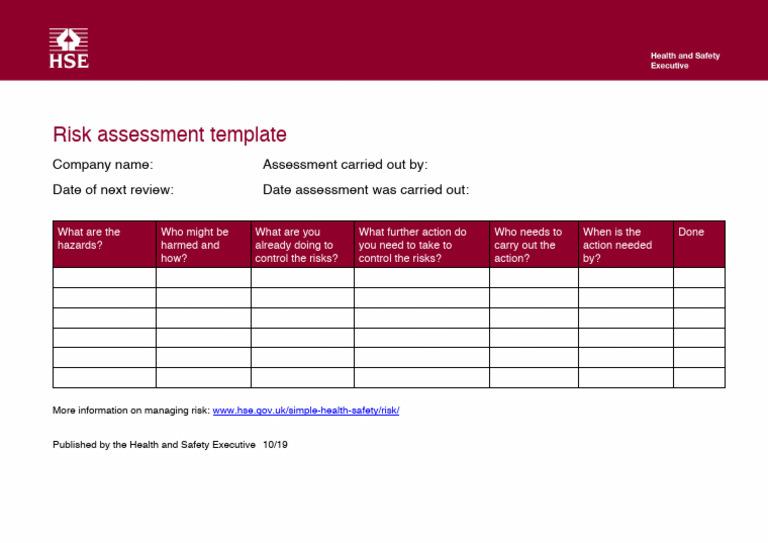 Risk Assessment Template 2019 | PDF