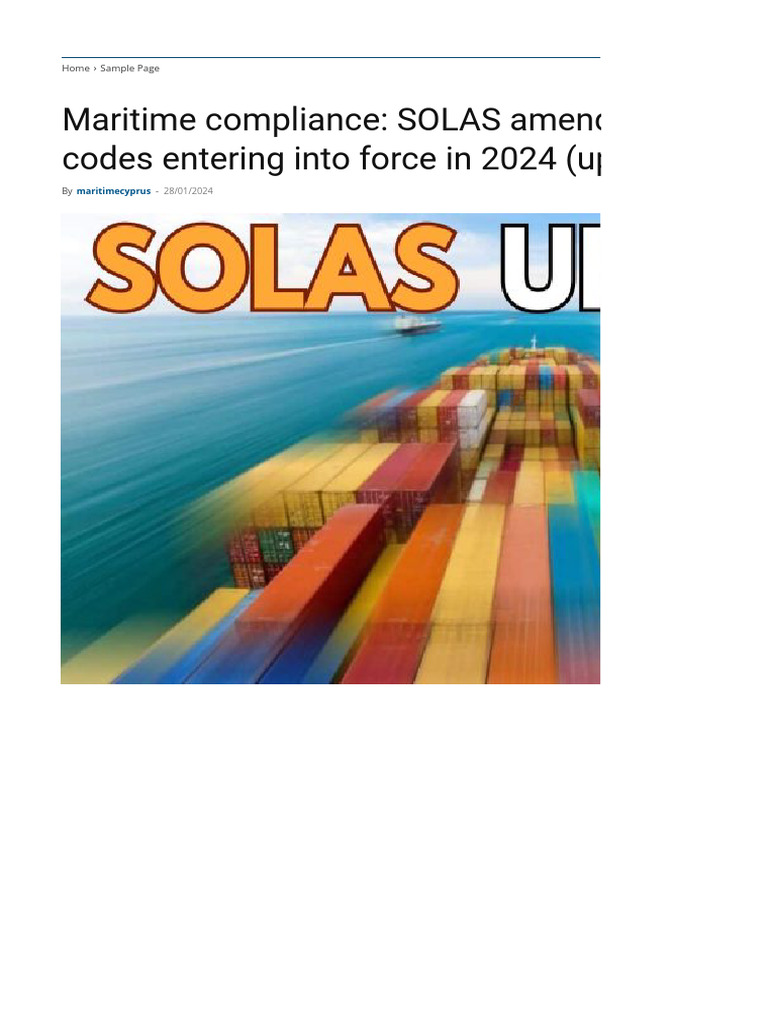SOLAS 2024 Amendments Overview | PDF | Ships | Water Transport