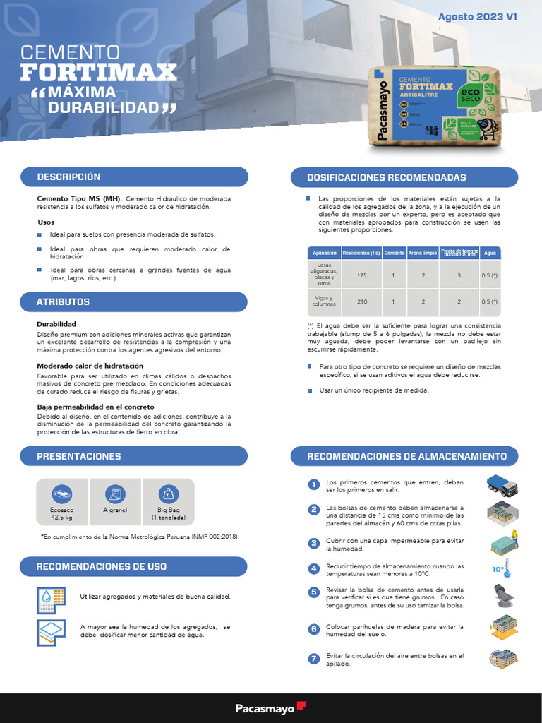 F.T. Fortimax - MS (MH) | PDF | Hormigón | Cemento