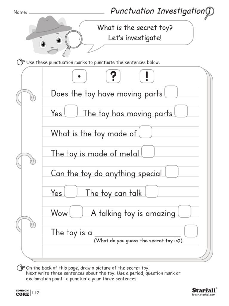 Grade1 PunctuationInvestigation1 Worksheet Notes | Download Free PDF