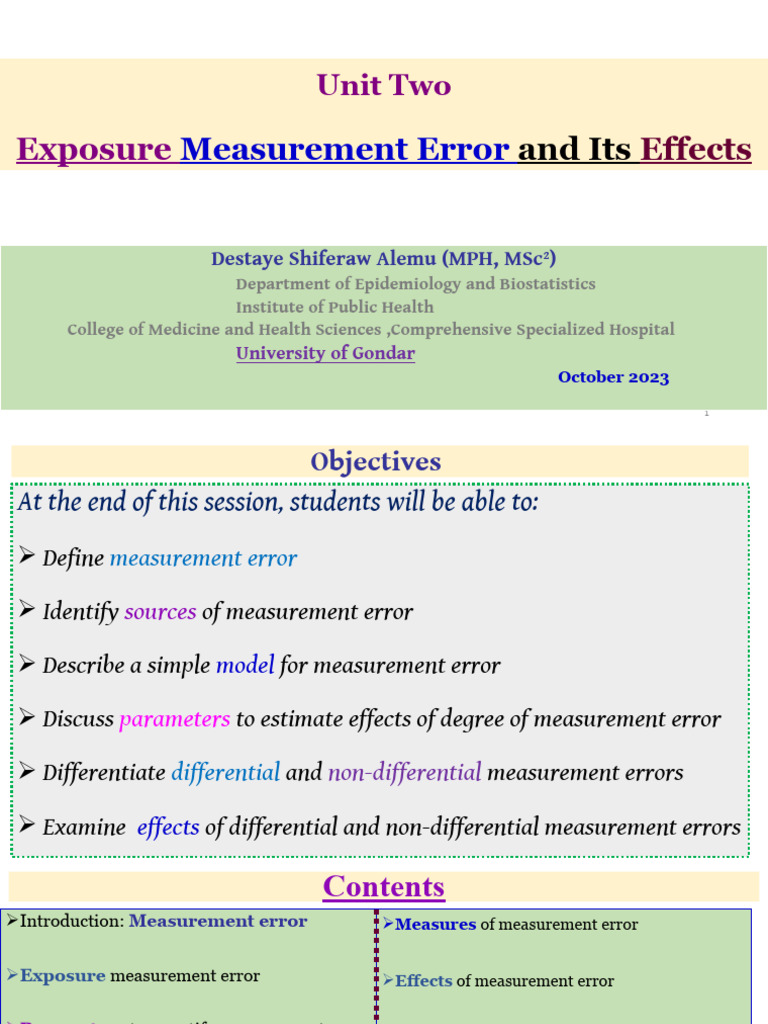 Unit two exposure measurement error and its effects 3 pdf