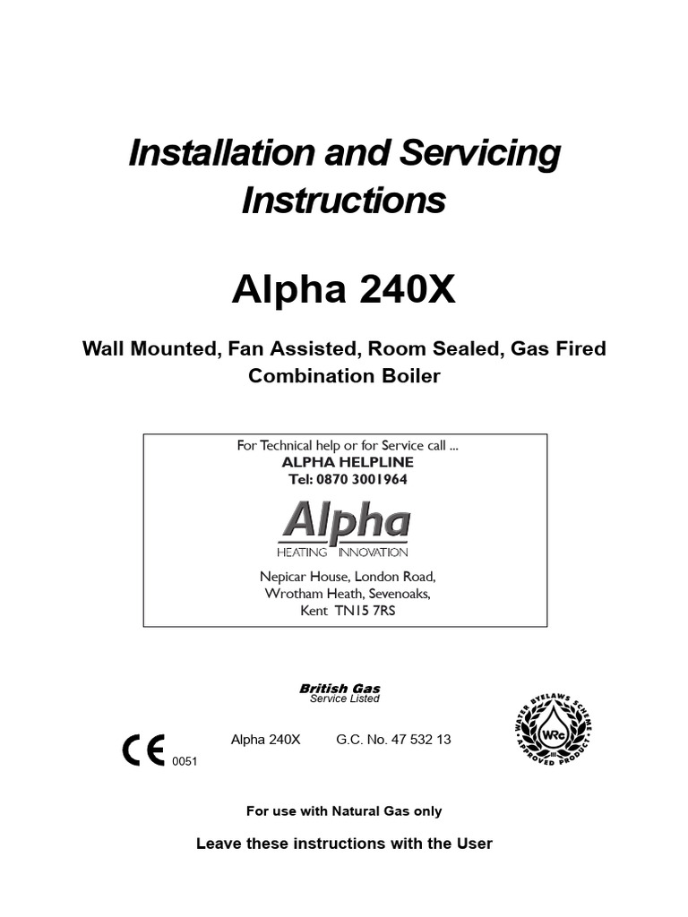 240x Installation and Servicing Instructions | PDF | Water Heating | Valve