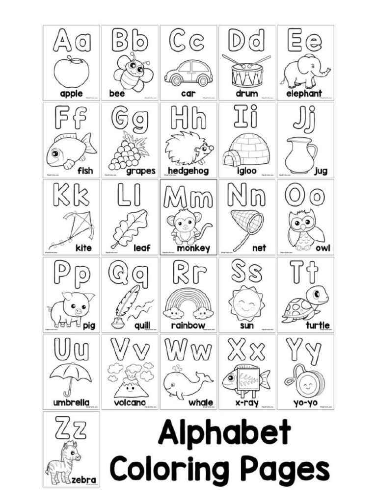 Alphabet To Color PDF
