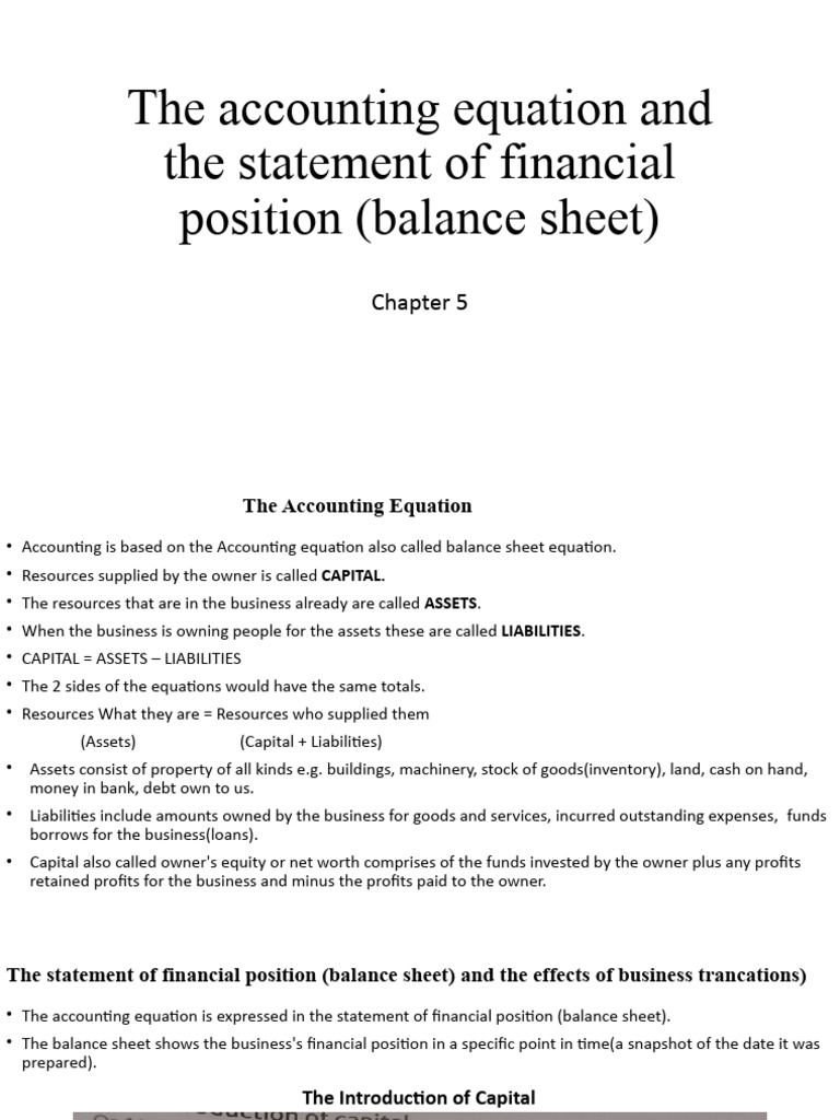 Chapter 5 Accounting | PDF | Debits And Credits | Balance Sheet
