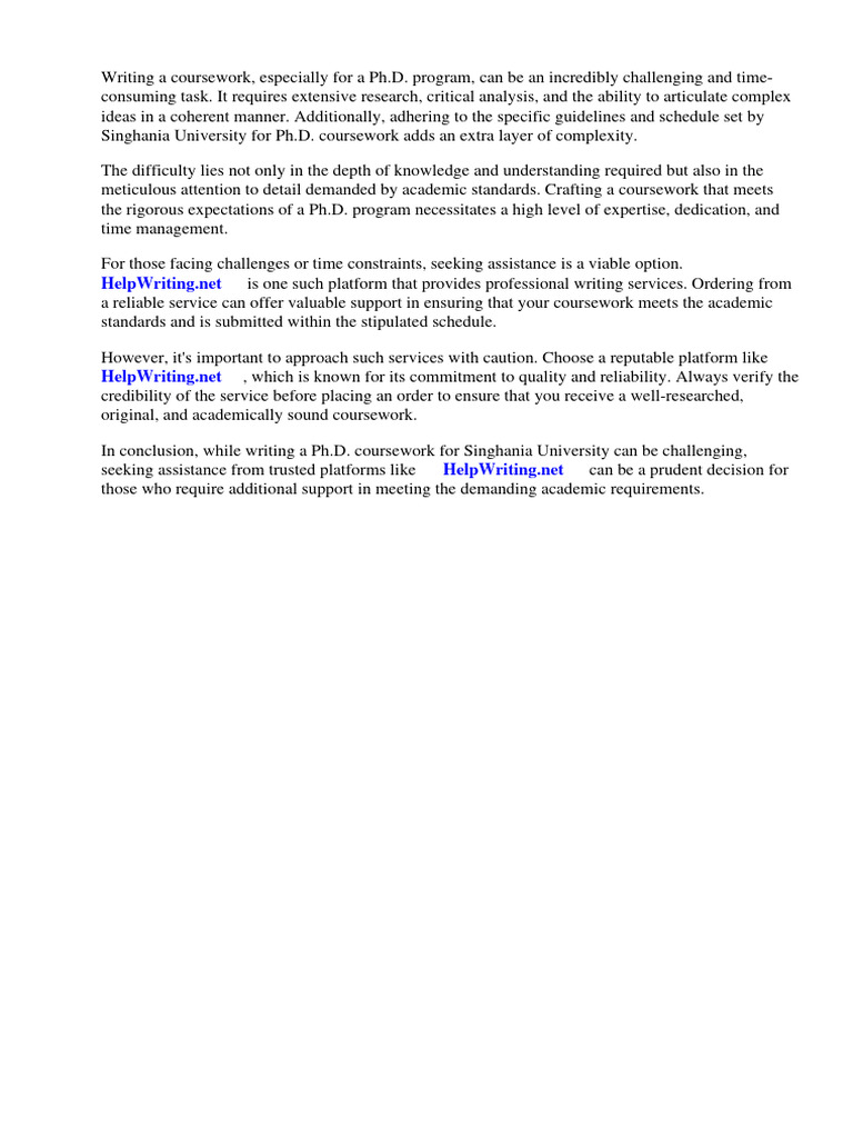 Singhania University PHD Course Work Schedule PDF Doctor Of