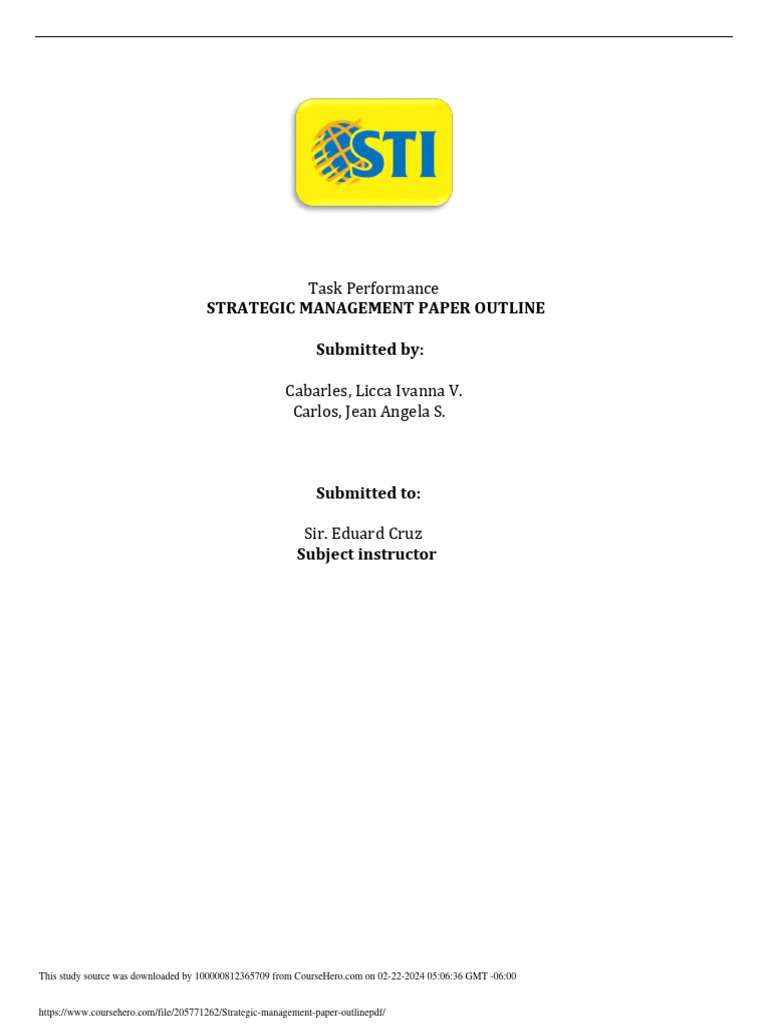 Strategic Management Paper Outline PDF | PDF | Economies | Business
