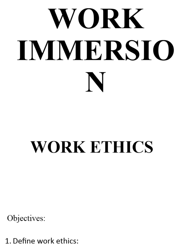 Work immersion pdf integrity