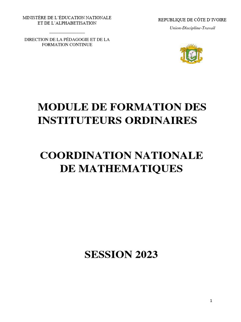 Module de formation en mathématiques | PDF | Pédagogie | Nombre rationnel