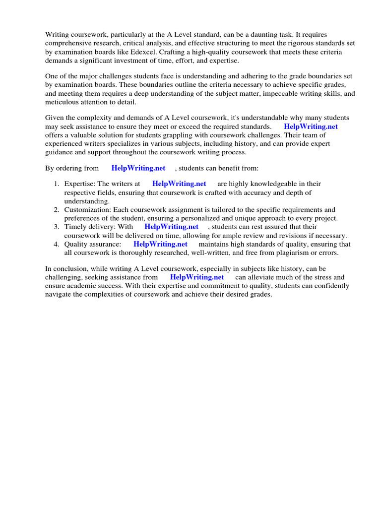 Edexcel A Level History Coursework Grade Boundaries | PDF | Gce ...
