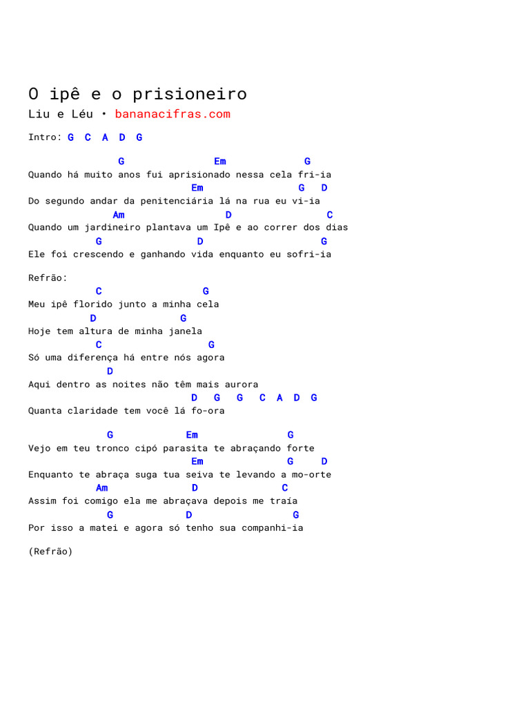 Letra e Cifras de 