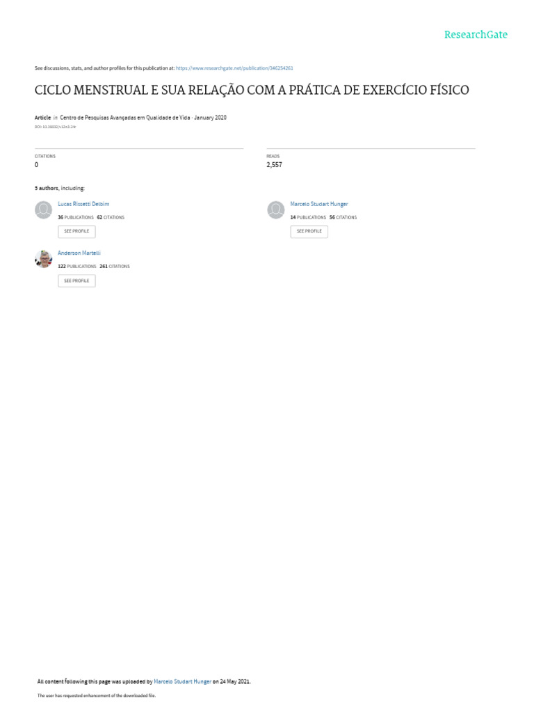 Ciclo menstrual e sua relacao com a pratica de exe download gr tis