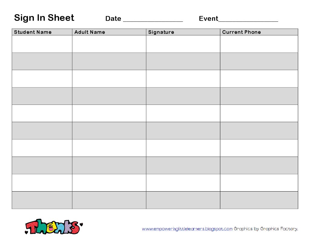 Sign in Sheet | PDF