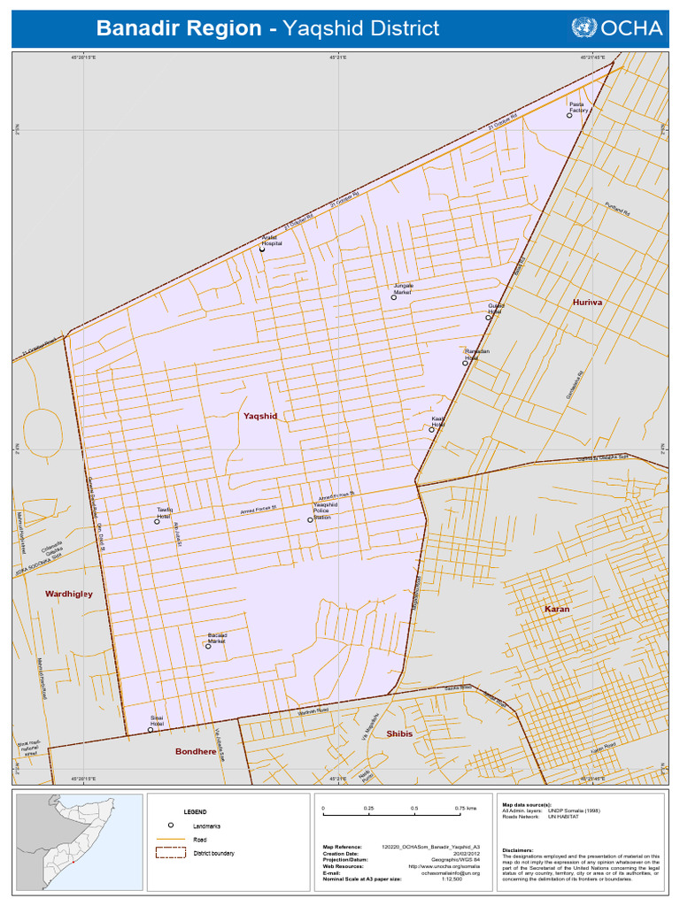Banadir Region Districts Map | PDF | Geographic Data And Information ...