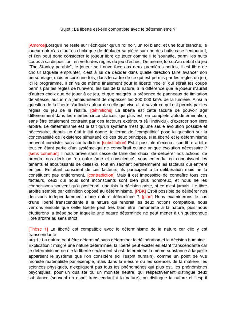 Liberté et déterminisme : coexistence possible ? | PDF | Déterminisme ...