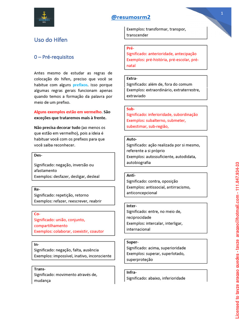 Uso Do Hífen | PDF | Palavra | Linha (Geometria)