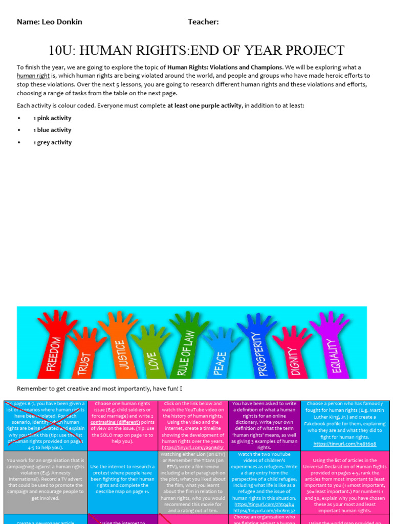 Human Rights Project Overview | PDF | United Nations | International ...