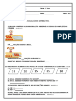 Avaliação de Matemática 1º Ano F Novembro