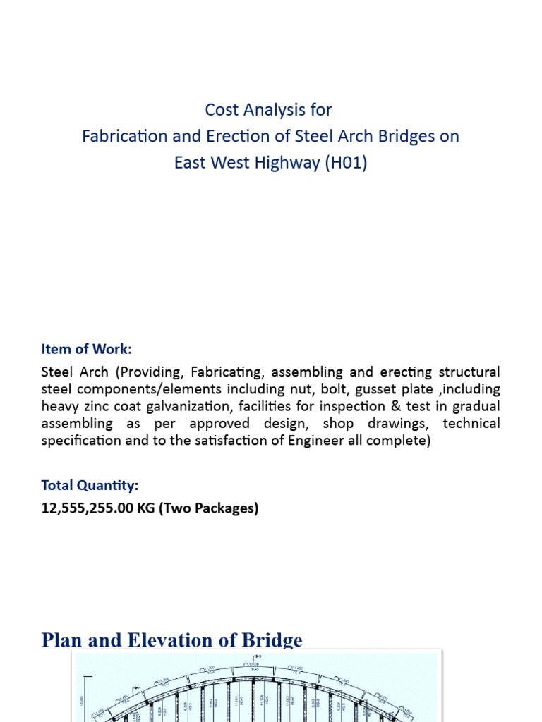 Steel Arch Bridge Cost Analysis H01 | PDF | Welding | Construction