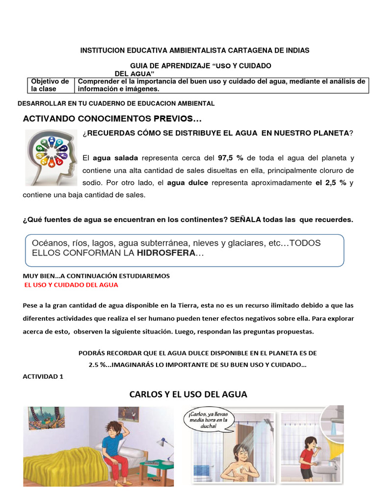 Cuidado del Agua: Guía para Niños | PDF | Agua | Agua dulce