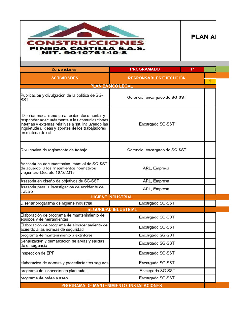 Plan Anual de Trabajo SG-SST 2021 | PDF | Seguridad y salud ocupacional ...