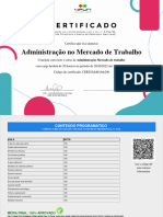 Administração No Mercado de Trabalho: Certifico Que o (A) Aluno (A)