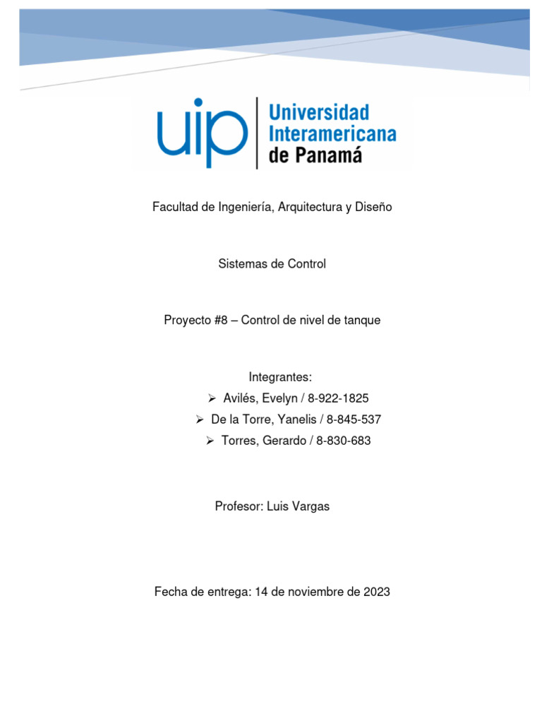 Proyecto 8 Control De Nivel De Tanque Pdf Relé Rectificador