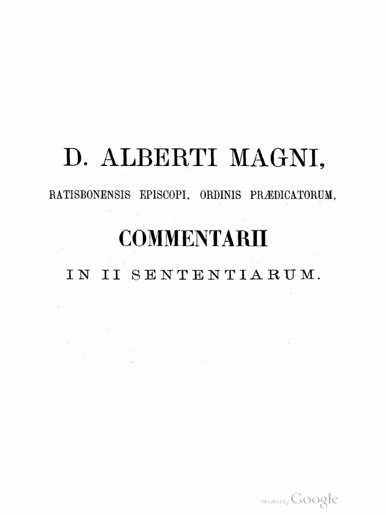 Alberti Magni - Commentarii in II Sententiarum. | PDF
