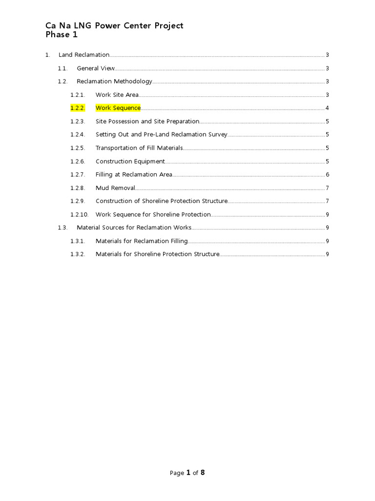 Ca Na LNG Power Center Reclamation Plan | PDF | Dredging | Earth Sciences