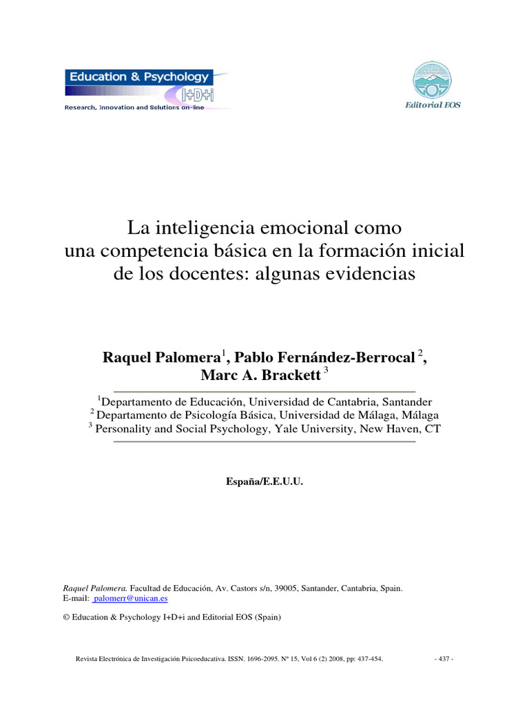 Inteligencia emocional en la formación docente | PDF | Las emociones ...