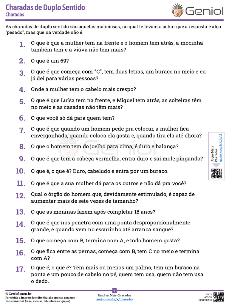 Charadas Maliciosas de Duplo Sentido | PDF