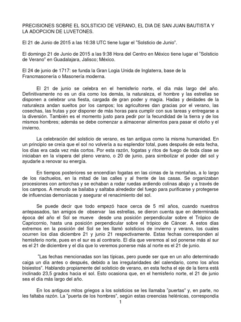 Solsticio San Juan y Luvetones | PDF | Juan el Bautista | María, madre ...
