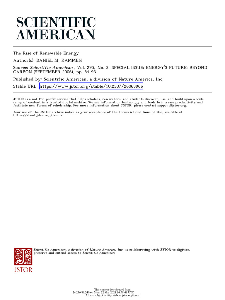 The Rise of Renewable Energy | PDF | Technology & Engineering
