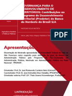 GOVERNANÇA PARA O DESENVOLVIMENTO DE TERRITÓRIOS Contribuições Ao Programa de Desenvolvimento Territorial (Prodeter) Do Banco Do Nordeste Do Brasil SA