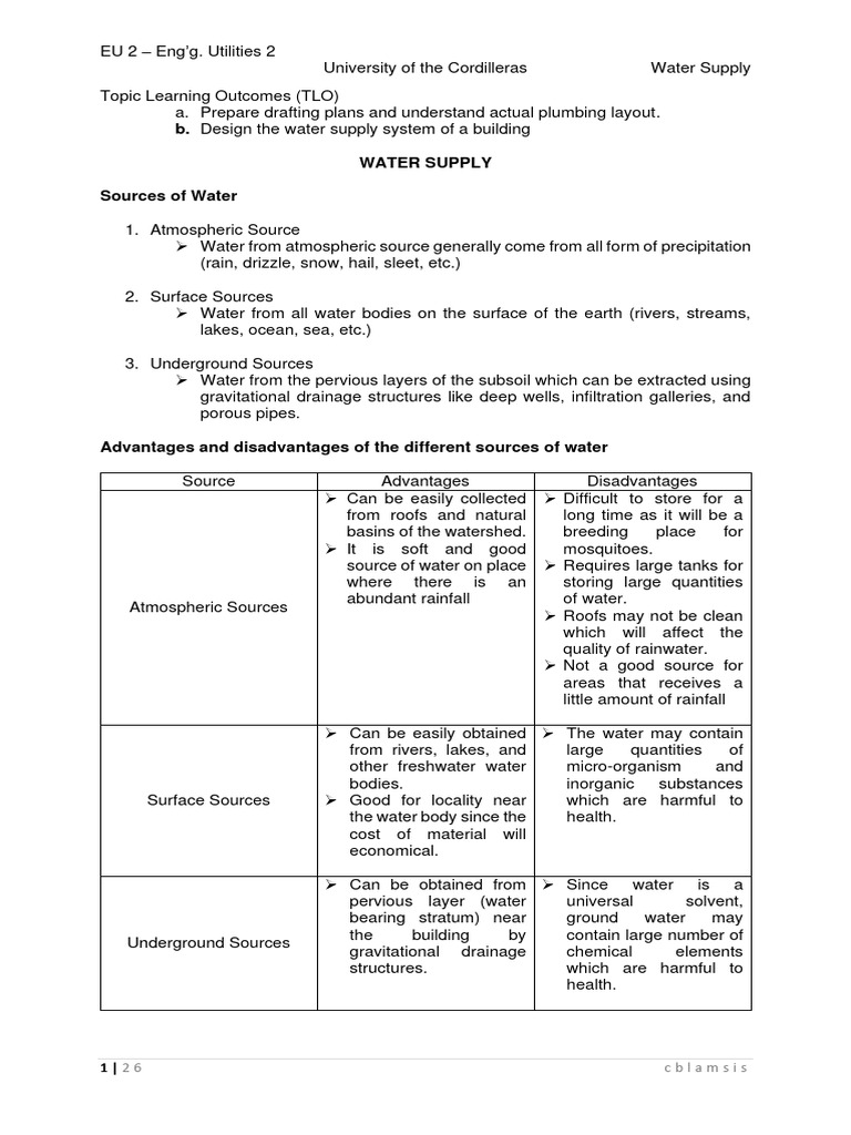 EU 2 - Cold and Hot Water Supply | PDF | Pump | Turbine
