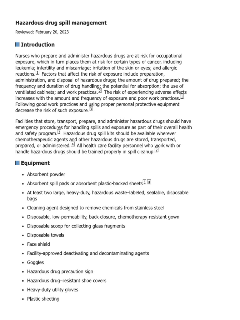 Hazardous Drug Spill Management PDF
