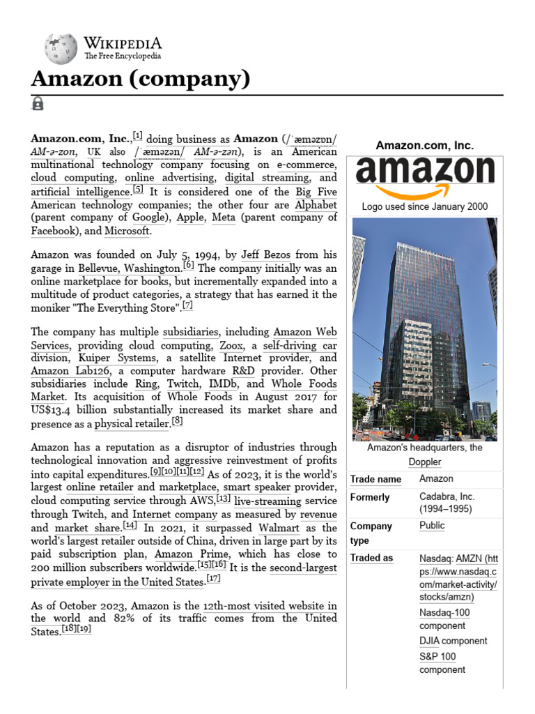 Overview of Amazon's Business Evolution | PDF | Amazon Web Services ...
