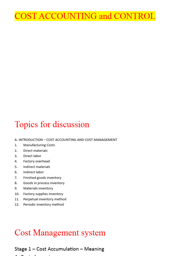 Cost Accounting for Manufacturing | PDF | Labour Economics | Inventory
