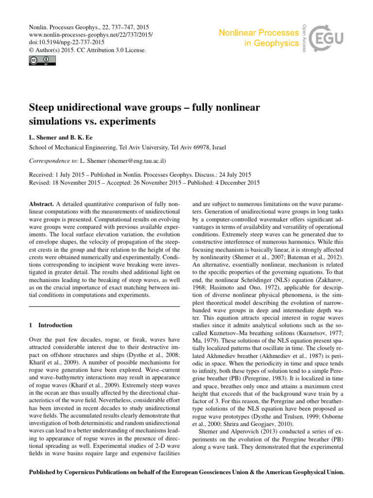 Nonlinear Wave Group Simulations and Experiments | PDF | Waves | Physics