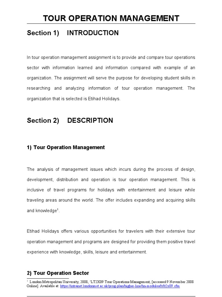 Etihad Holidays: Tour Operations Overview | PDF | Operations Management ...