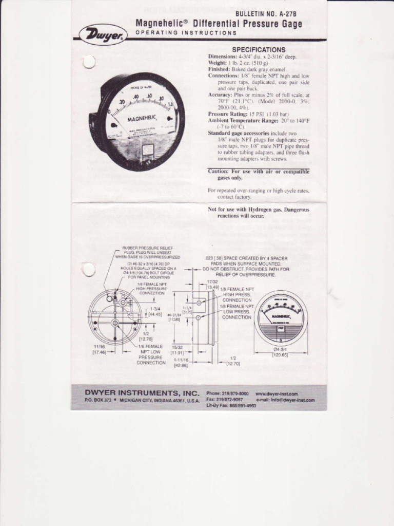 Dwyer magnehelic gauge specification pdf