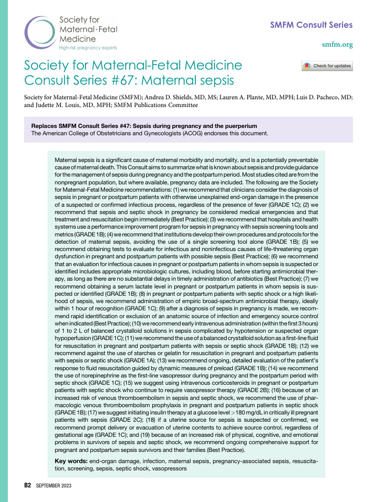Maternal Sepsis Management Guidelines | PDF | Sepsis | Methicillin ...