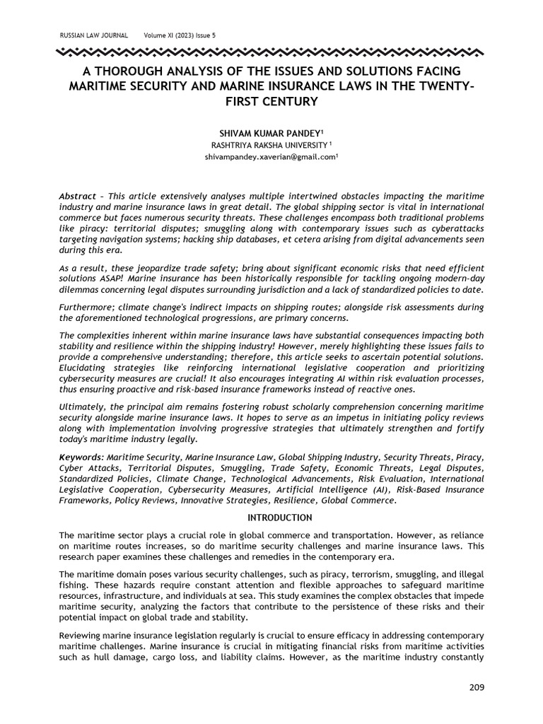 Maritime Security & Insurance Challenges | PDF | Insurance | Risk