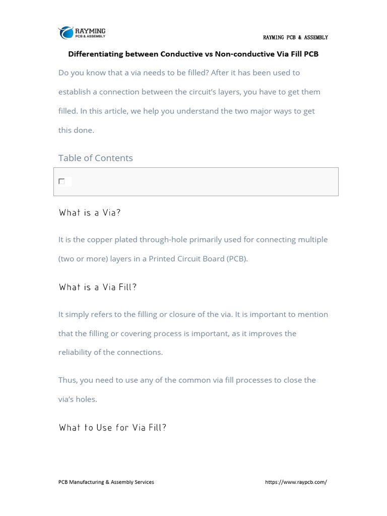 Conductive vs Non-Conductive Via Fill Guide | PDF | Printed Circuit ...