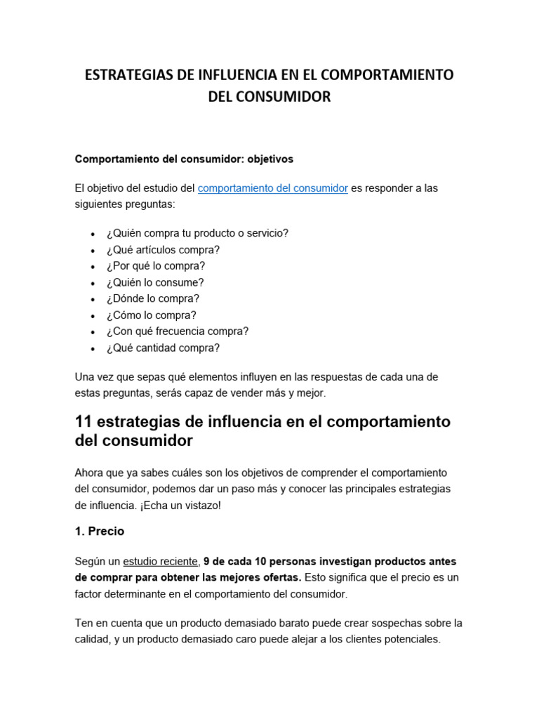 Estrategias de Influencia en el Consumidor | PDF | Comportamiento | Los ...