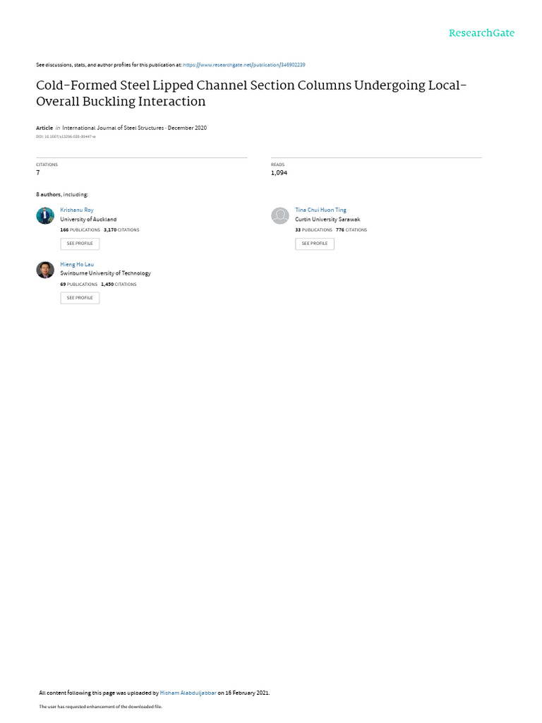 Cold-Formed Steel Buckling Study | PDF | Buckling | Strength Of Materials