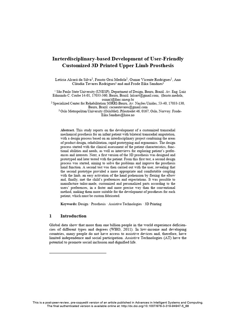 Interdisplinary based pdf prosthesis 3 d printing