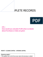 Incomplete Records Insert With MCQ and Sums With MS