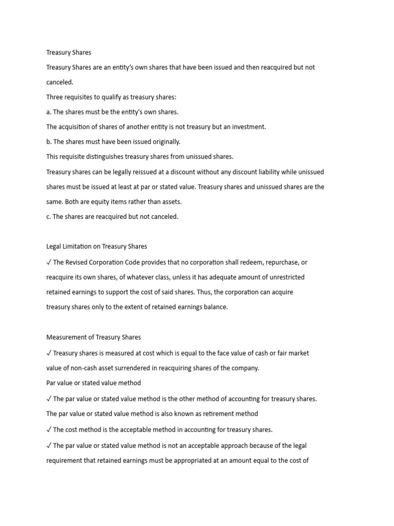 Treasury Shares Notes Pdf
