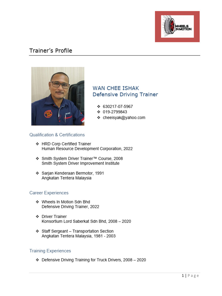 Trainer Profile DDT WCI | PDF
